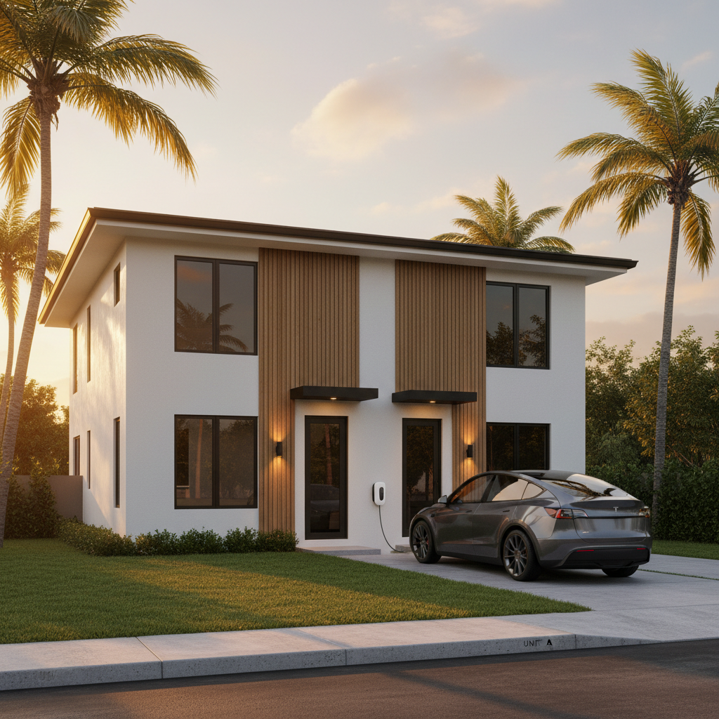 Driveway with Tesla Wall Connector